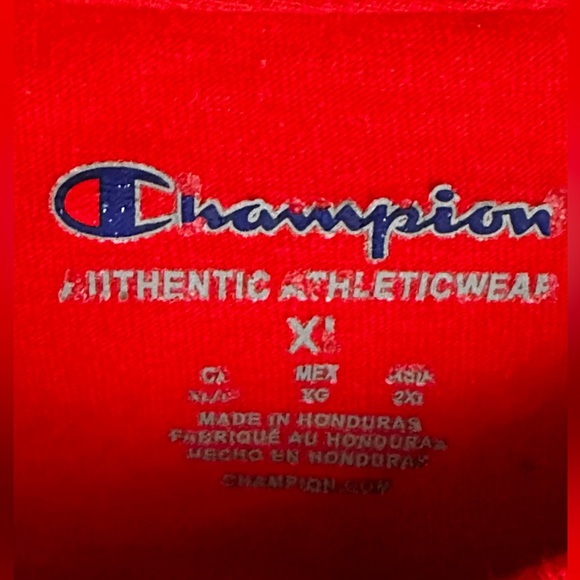 Champion brand long sleeve tee. Red shirt with black logo. Size XL. Stay warm. - Picture 3 of 5